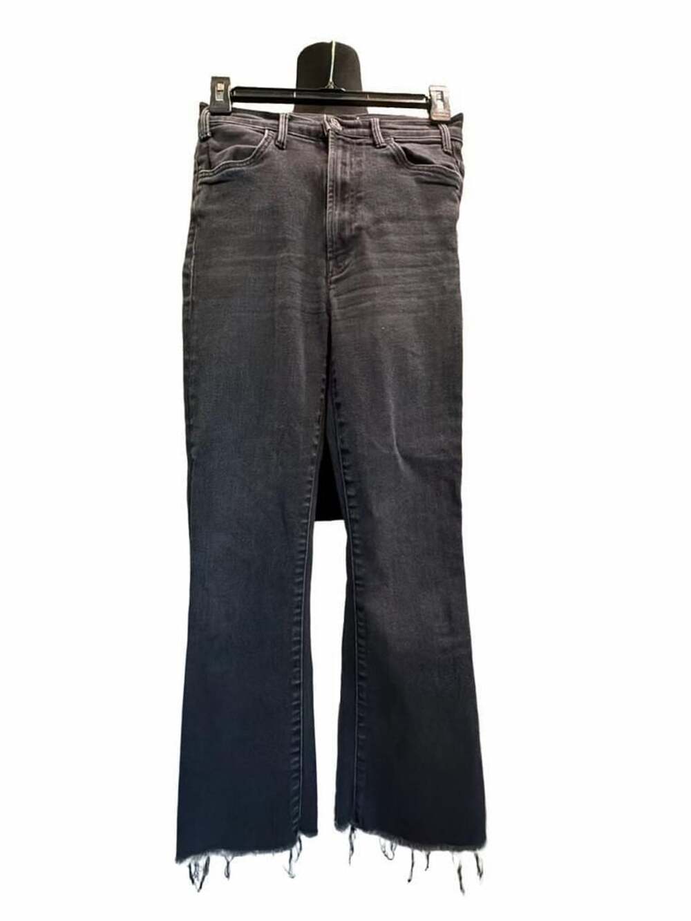 785 Mother Flare Jeans Size 26 Black Raw Hem Denim